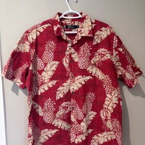 Tropical Red and Cream Men's Casual Shirt